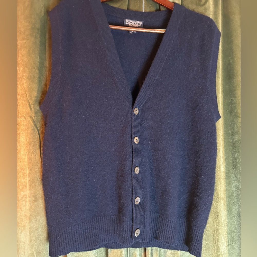 Landsend Cashmere Navy Blue Button-Up Vest